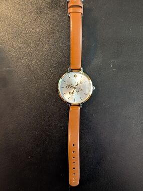 kate spade Brown Leather Strap Watch with Silver Case